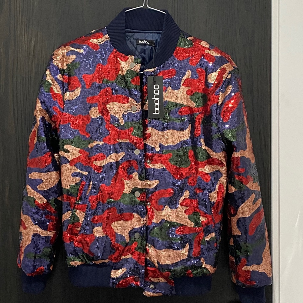 Sequin Camo Bomber Jacket